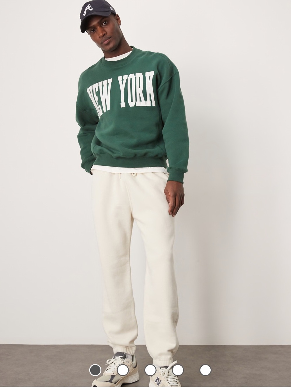Abercrombie & Fitch Unisex Essentials Cream Drawstring Joggers